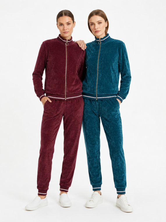 Bisbigli donna art.47764 Tuta Zip con Collo in Felpa di cotone elasticizzata